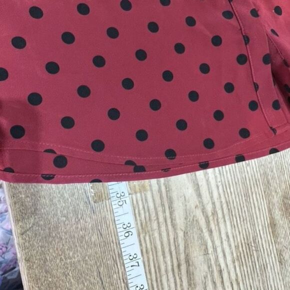 Express Women's Polka Dot Long Sleeve Button-Up Shirt Dress Red Black Size Small - Picture 9 of 9